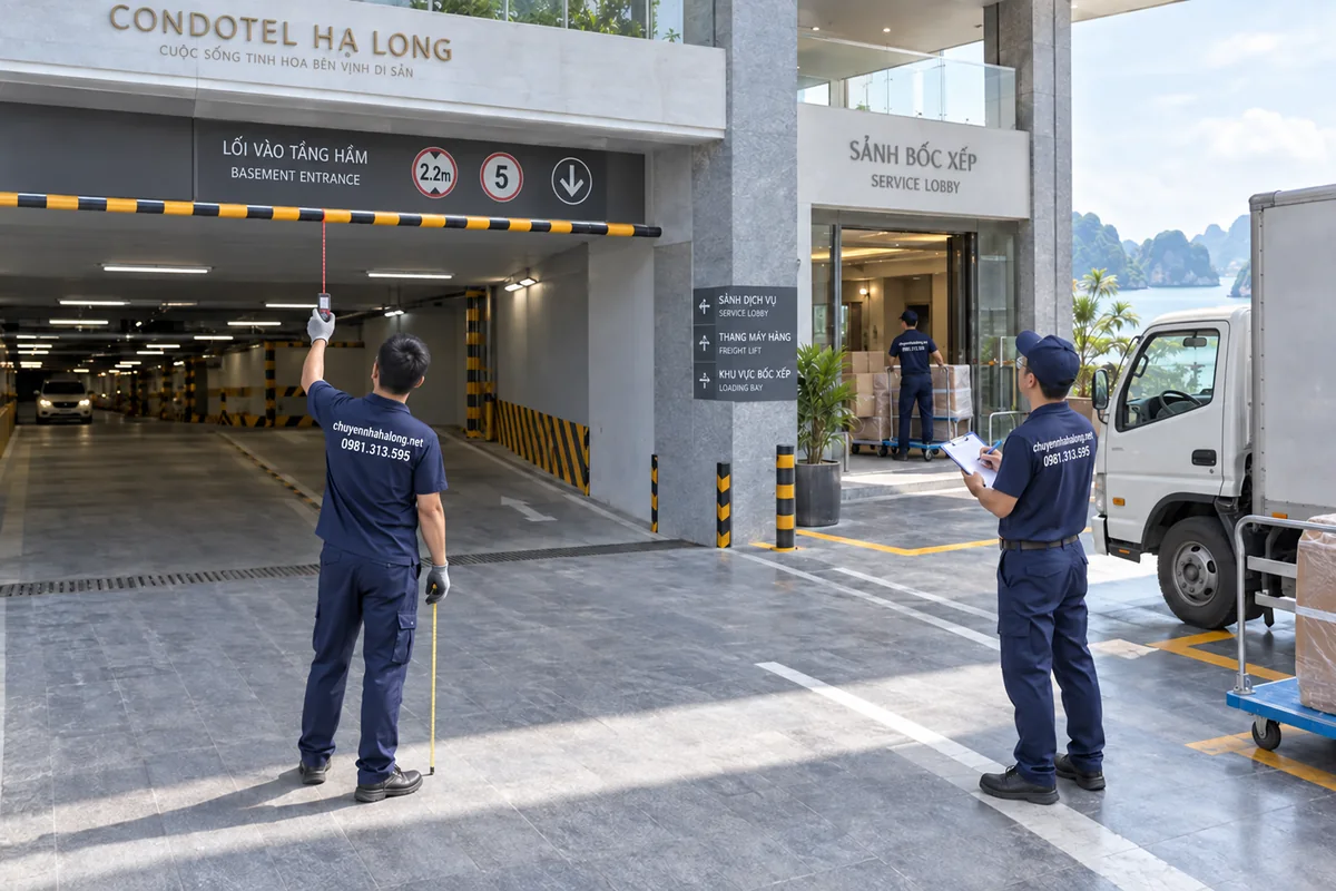 Bước 1: Khảo sát chiều cao tầng hầm và sảnh bốc xếp