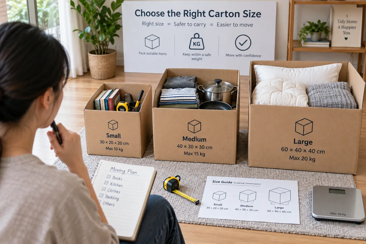 Bảng hướng dẫn chọn cỡ thùng carton khi đóng gói