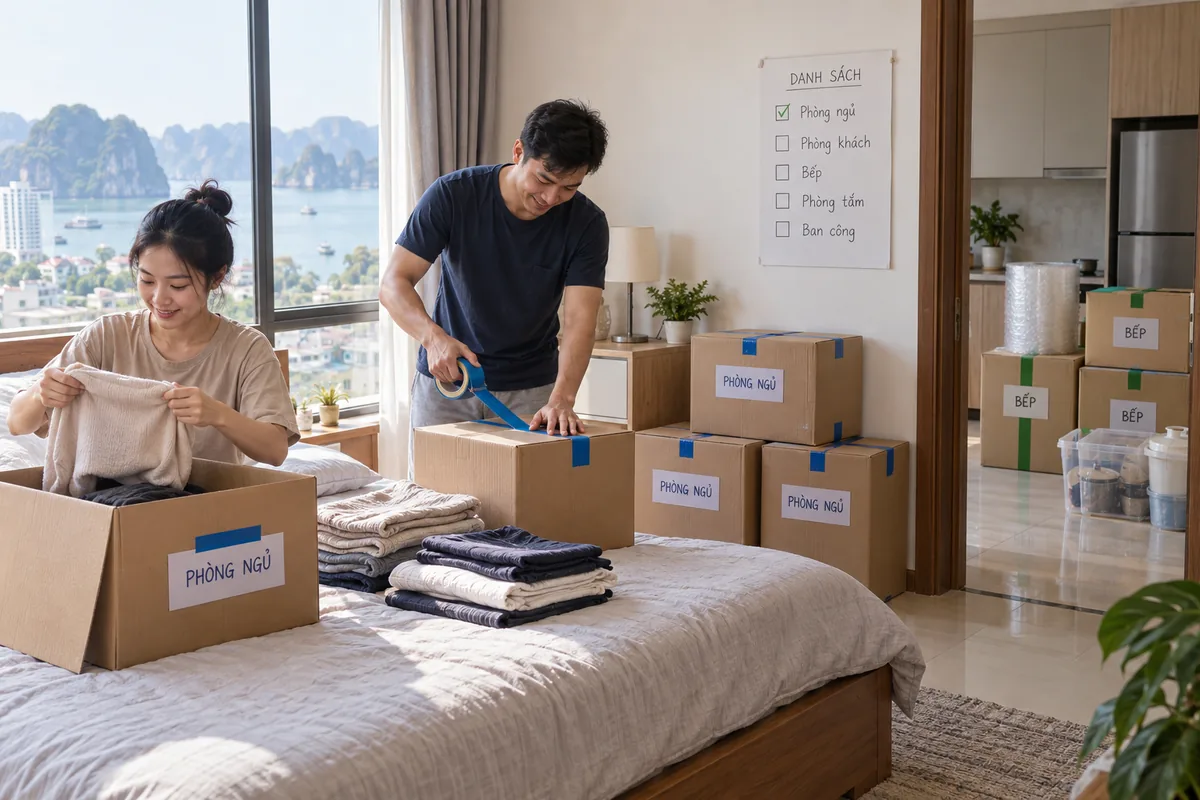 Mẹo 1: Đóng gói theo từng không gian phòng