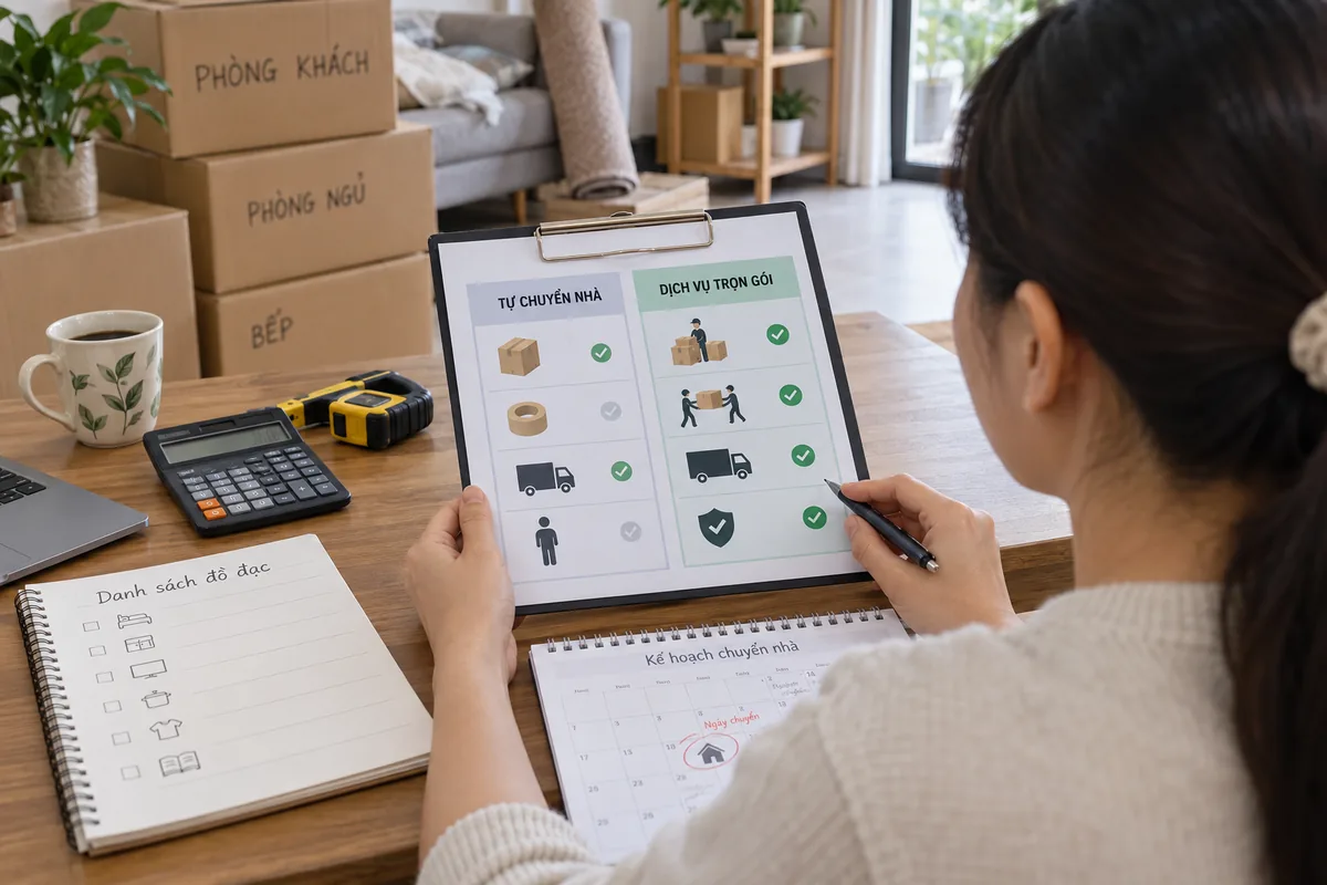 Bảng so sánh tổng quan giữa Tự chuyển nhà và Thuê dịch vụ