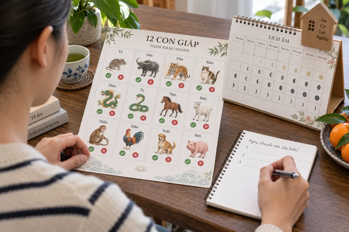 Bảng tra nhanh ngày về nhà mới theo 12 con giáp