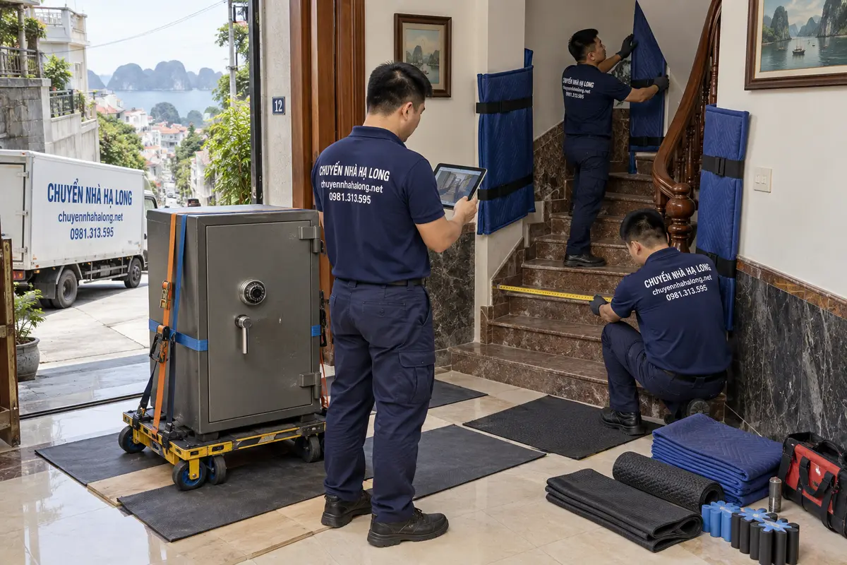 Những khó khăn khi tự chuyển két sắt tại Hạ Long