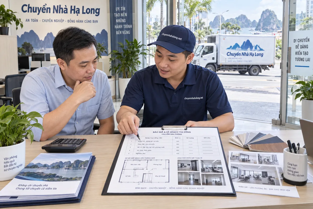 Ảnh minh họa báo giá/minh bạch chi phí cho hoàn trả mặt bằng văn phòng hạ long