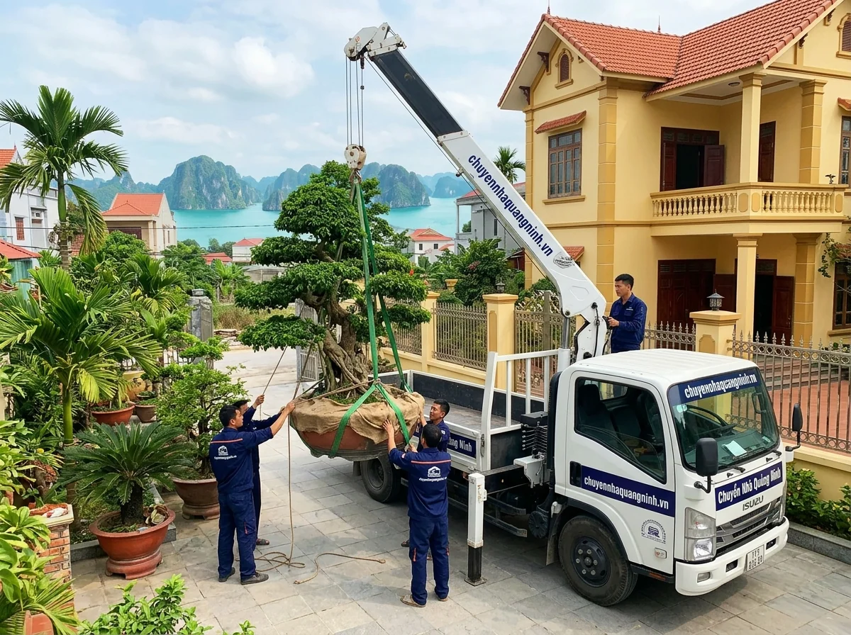 Vận chuyển cây cảnh Hạ Long bằng xe tải, xe cẩu phù hợp