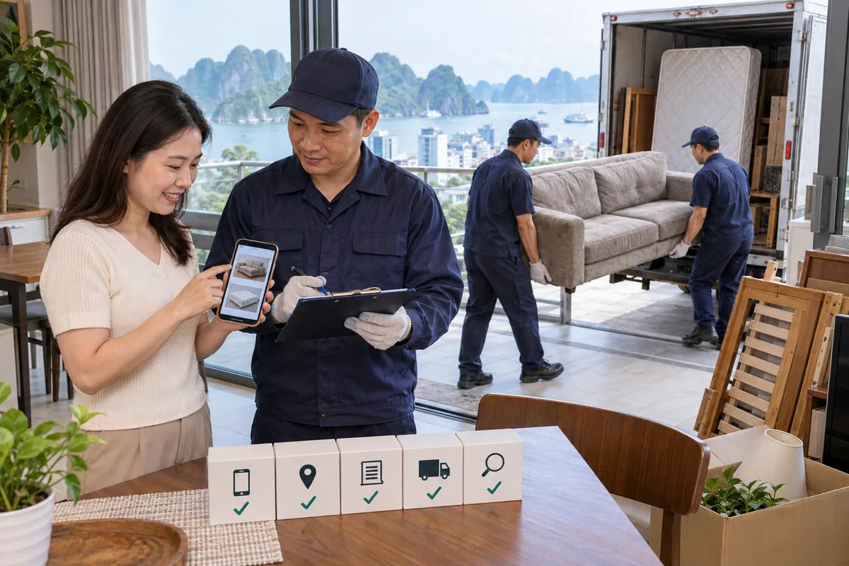 Quy trình đặt lịch vứt đồ cũ 5 bước