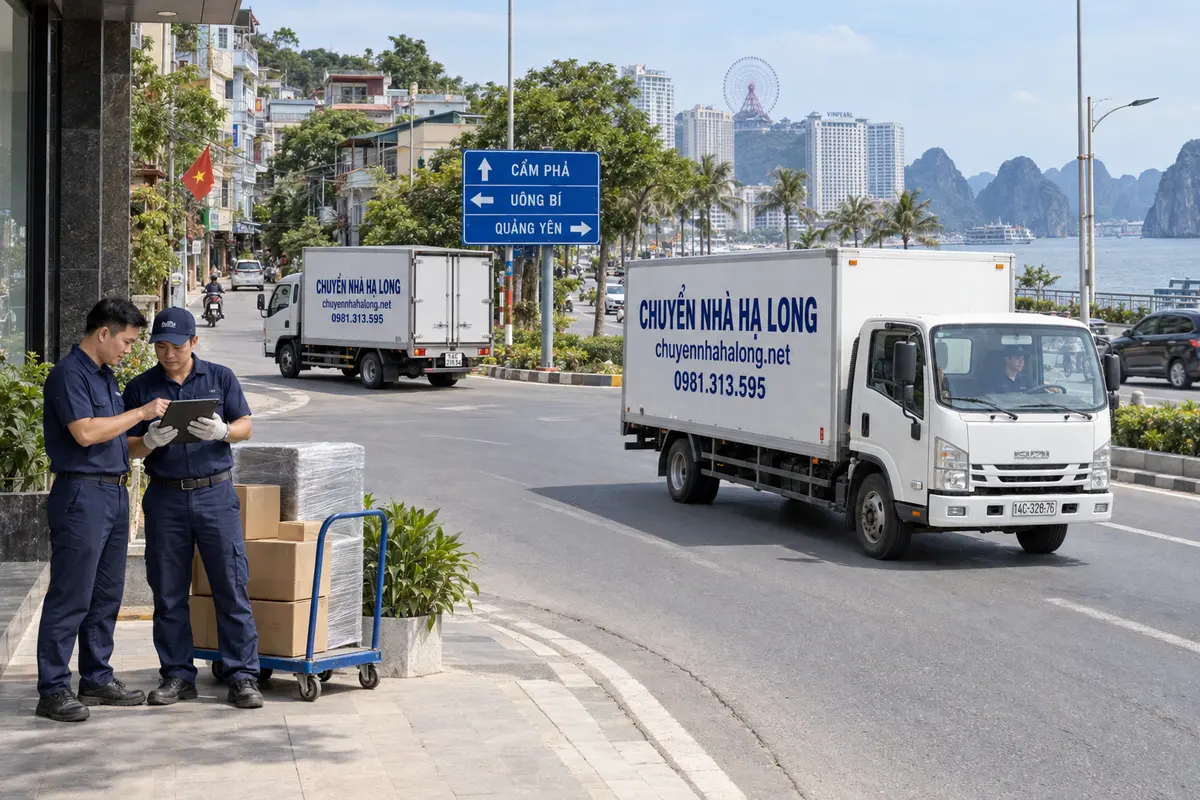 Khu vực phục vụ xe tải chở hàng tại Hạ Long